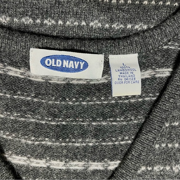 Old Navy 100% Lambswool V-Neck Sweater Vest In Charcoal Gray & White Sz L - Picture 3 of 12
